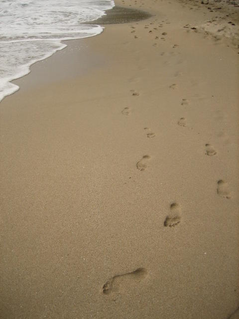 footprints in sand - free image