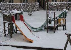 Heavy Snowfall onn childrens playground