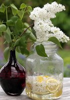 lilac syrup in a jar