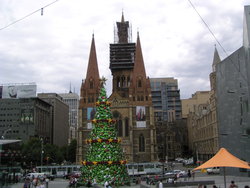 ald church and christmas tree