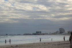 bathing at dusk