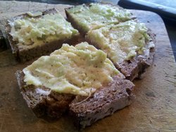 brown bread with avocado spread