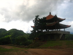 buddhist temple at dusk