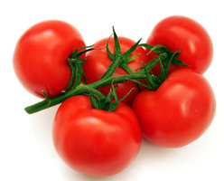 Cluster of red tomatoes.