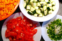 colorful copped vegetables