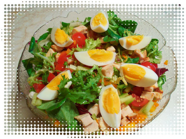 egg and meat salad - free image