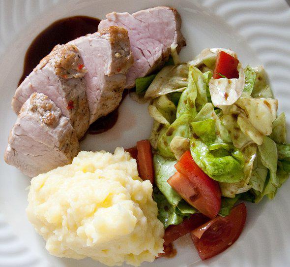 pork fillet with vegetables - free image