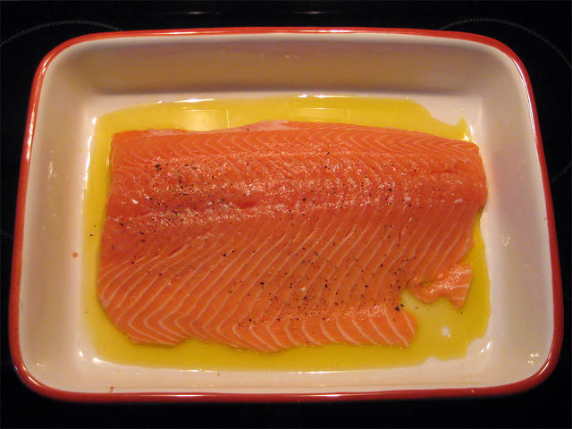 raw salmon fillet - free image