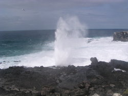 sea crashing on cliffs