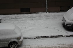 Snow covered vehicle