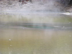 steam evaporating from the spring