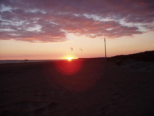 sunset with kites - free image