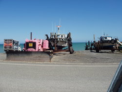 vehicles at seashore