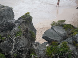 walking tourist on beach