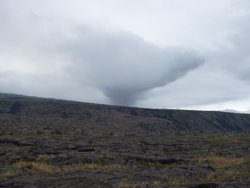 waste land with vulcanic cloud