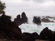 waves crashing on the cliffs